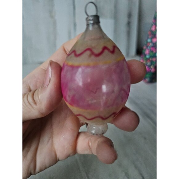 Antique pink swiggle glass ornament Xmas tree - Picture 4 of 12